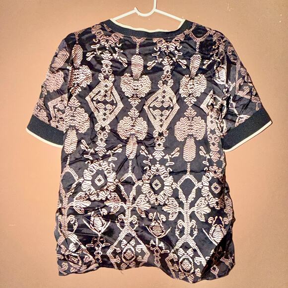 Scotch and Soda Women's Silk Short Sleeve Brocard Short Sleeve Top - Size L - Picture 8 of 8